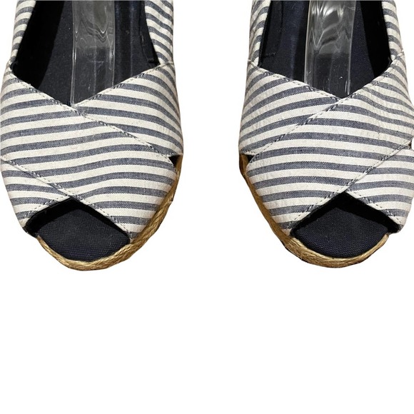 lauren ralph lauren cassara wedge espadrille striped sandals blue size 9.5 - Picture 4 of 8